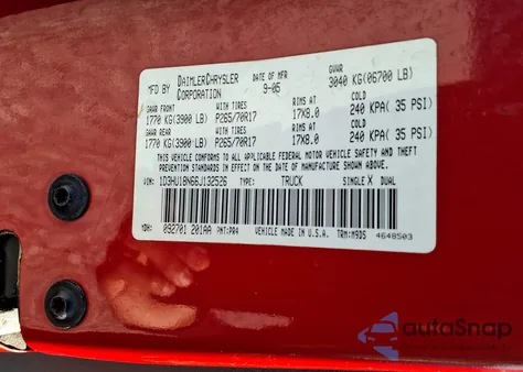 2006 Dodge Ram 1500 Slt/Trx4 Off Road/Sport из США, поврежденный, VIN 1D3HU18N66J132526